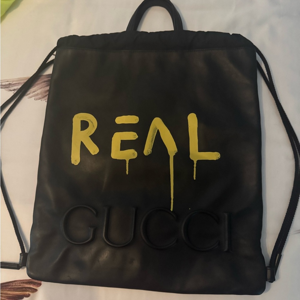 Gucci Black and Yellow Drawstring Backpack - Picture 6 of 9